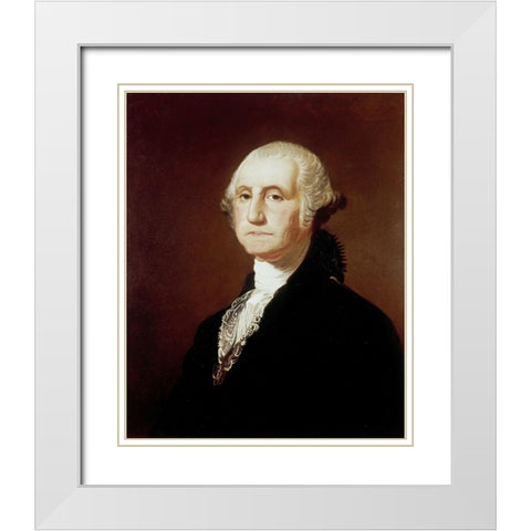 George Washington White Modern Wood Framed Art Print with Double Matting by Sully, Thomas