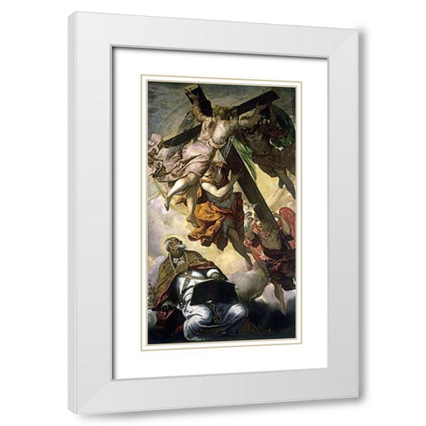 St. Peters Vision White Modern Wood Framed Art Print with Double Matting by Tintoretto, Jacopo