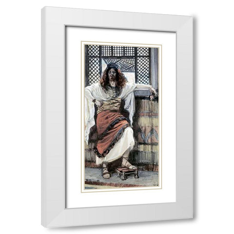 Absalom White Modern Wood Framed Art Print with Double Matting by Tissot, James
