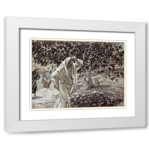 Accursed Fig Tree White Modern Wood Framed Art Print with Double Matting by Tissot, James