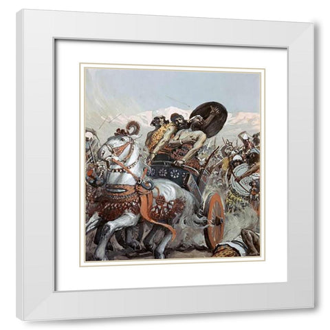 Ahab Pierced By An Arrow White Modern Wood Framed Art Print with Double Matting by Tissot, James