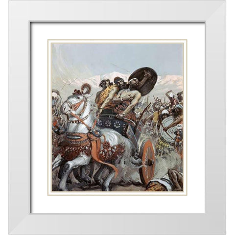 Ahab Pierced By An Arrow White Modern Wood Framed Art Print with Double Matting by Tissot, James