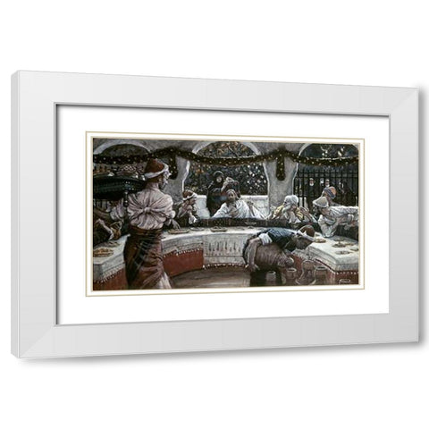 Alabaster Box of Very Precious Ointment White Modern Wood Framed Art Print with Double Matting by Tissot, James