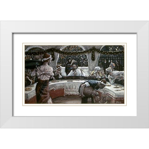 Alabaster Box of Very Precious Ointment White Modern Wood Framed Art Print with Double Matting by Tissot, James