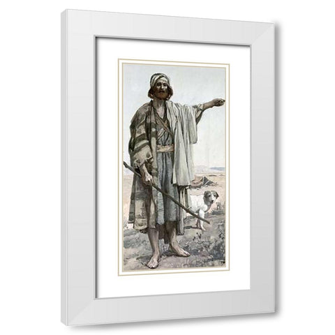 Amos White Modern Wood Framed Art Print with Double Matting by Tissot, James