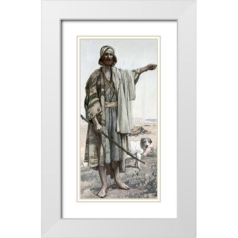 Amos White Modern Wood Framed Art Print with Double Matting by Tissot, James