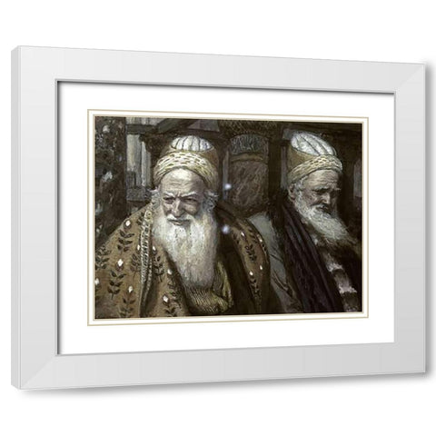 Annas and Caiaphas White Modern Wood Framed Art Print with Double Matting by Tissot, James