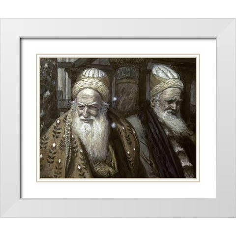 Annas and Caiaphas White Modern Wood Framed Art Print with Double Matting by Tissot, James