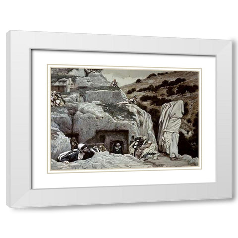 AVintagetles Hiding In The Valley of Hinnom White Modern Wood Framed Art Print with Double Matting by Tissot, James