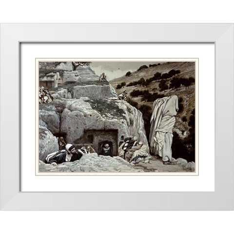 AVintagetles Hiding In The Valley of Hinnom White Modern Wood Framed Art Print with Double Matting by Tissot, James