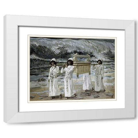 Ark Passes Over The Jordan White Modern Wood Framed Art Print with Double Matting by Tissot, James