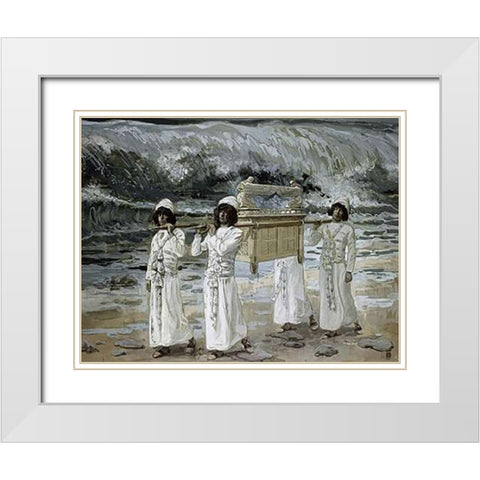 Ark Passes Over The Jordan White Modern Wood Framed Art Print with Double Matting by Tissot, James