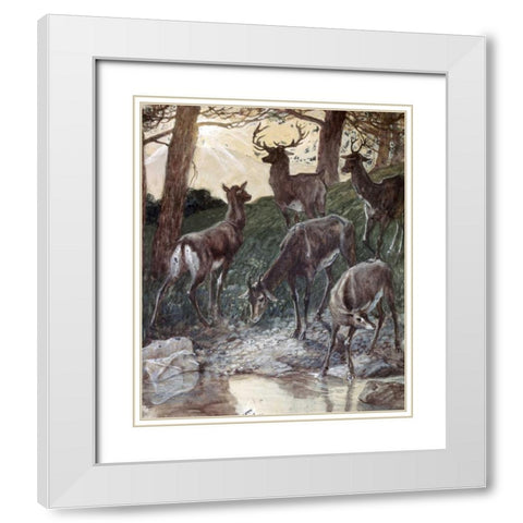 As Pants The Hart White Modern Wood Framed Art Print with Double Matting by Tissot, James Jacques