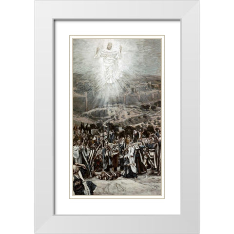 Ascension From The Mount of Olives White Modern Wood Framed Art Print with Double Matting by Tissot, James Jacques