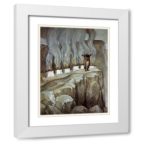 Balaam Prophesies The Glory of Israel White Modern Wood Framed Art Print with Double Matting by Tissot, James