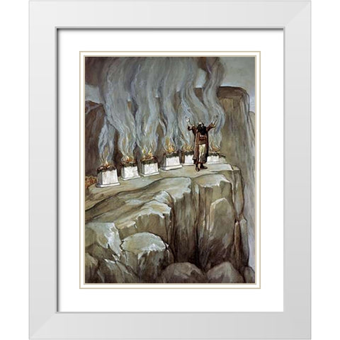 Balaam Prophesies The Glory of Israel White Modern Wood Framed Art Print with Double Matting by Tissot, James