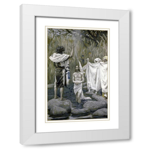 Baptism of Jesus White Modern Wood Framed Art Print with Double Matting by Tissot, James Jacques