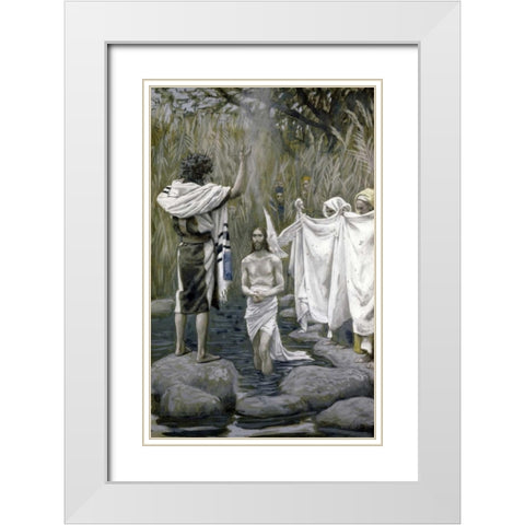 Baptism of Jesus White Modern Wood Framed Art Print with Double Matting by Tissot, James Jacques