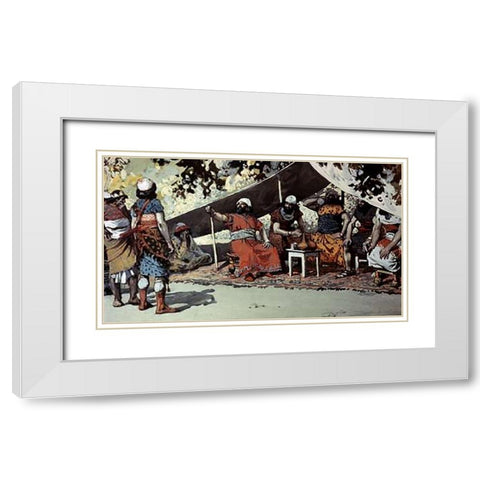 Ben-Hadad and The Kings Drinking In The Tent White Modern Wood Framed Art Print with Double Matting by Tissot, James