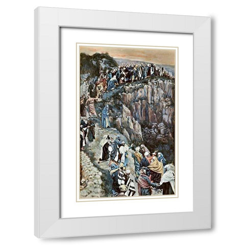 Brow of The Hill Near Nazareth White Modern Wood Framed Art Print with Double Matting by Tissot, James