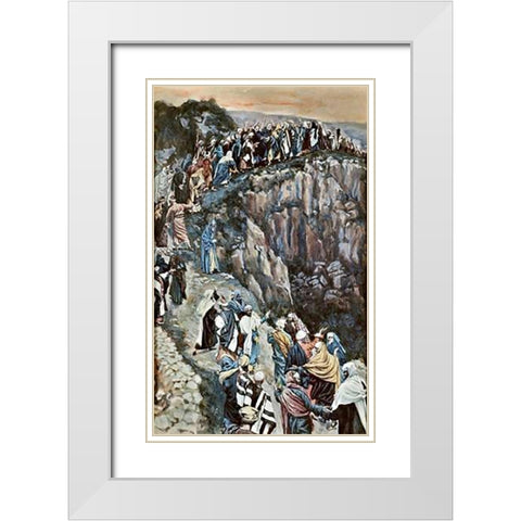Brow of The Hill Near Nazareth White Modern Wood Framed Art Print with Double Matting by Tissot, James