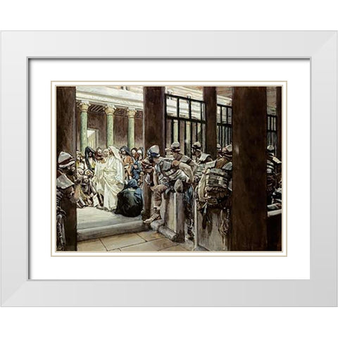 But No Man Laid Hands Upon Him White Modern Wood Framed Art Print with Double Matting by Tissot, James
