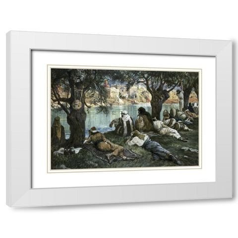 By The Waters of Babylon White Modern Wood Framed Art Print with Double Matting by Tissot, James Jacques