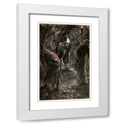 Chasm In The Rock of Calvary White Modern Wood Framed Art Print with Double Matting by Tissot, James