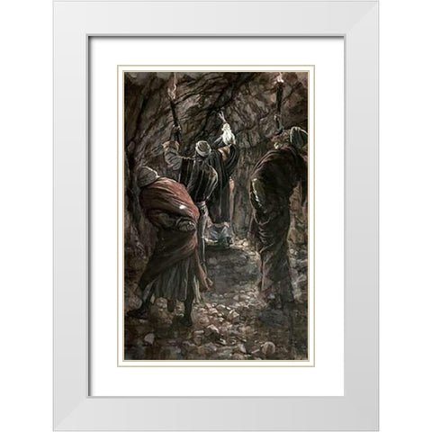 Chasm In The Rock of Calvary White Modern Wood Framed Art Print with Double Matting by Tissot, James