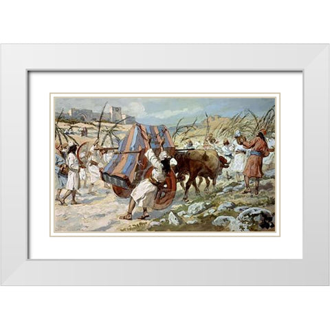 Chastisement of Uzzah White Modern Wood Framed Art Print with Double Matting by Tissot, James