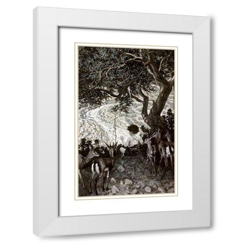 Childhood of John The Baptist White Modern Wood Framed Art Print with Double Matting by Tissot, James