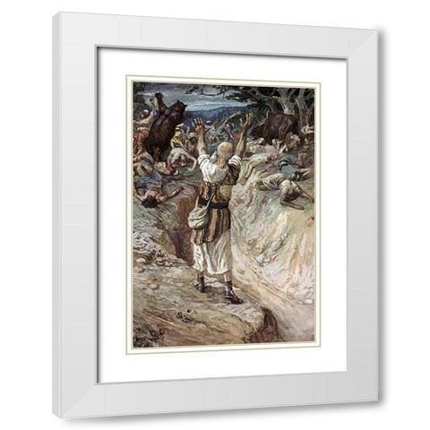 Children Devoured By Bears White Modern Wood Framed Art Print with Double Matting by Tissot, James
