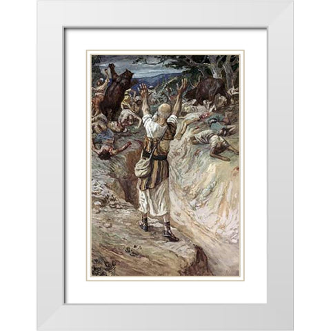 Children Devoured By Bears White Modern Wood Framed Art Print with Double Matting by Tissot, James
