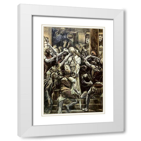 Museumist Mocked In The House of Caiaphas White Modern Wood Framed Art Print with Double Matting by Tissot, James