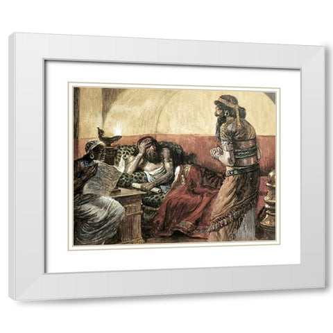 Museumonicles Are Read To Ahasuerus White Modern Wood Framed Art Print with Double Matting by Tissot, James