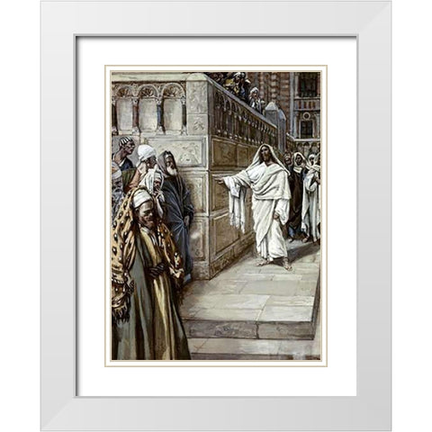 Corner Stone White Modern Wood Framed Art Print with Double Matting by Tissot, James