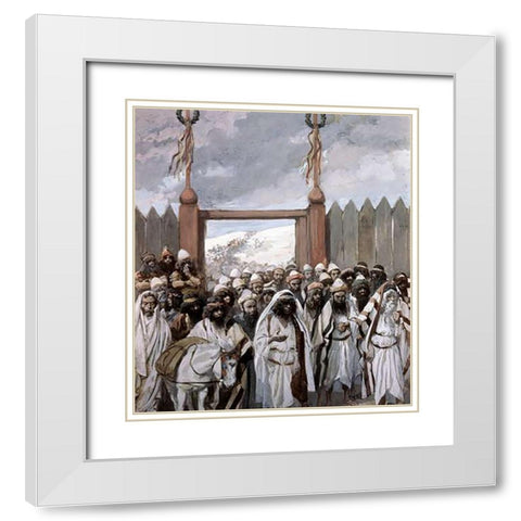 Craftiness of The Gideonites White Modern Wood Framed Art Print with Double Matting by Tissot, James