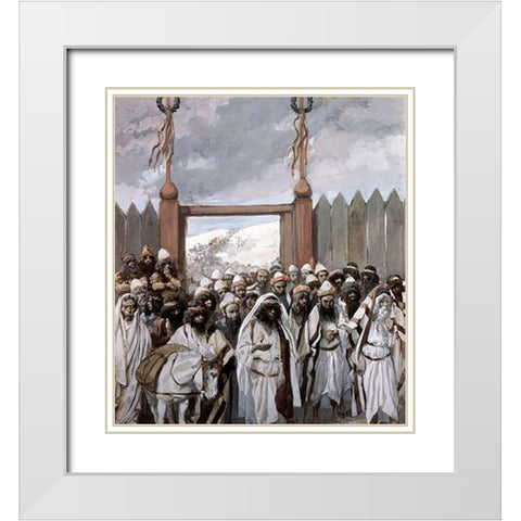 Craftiness of The Gideonites White Modern Wood Framed Art Print with Double Matting by Tissot, James