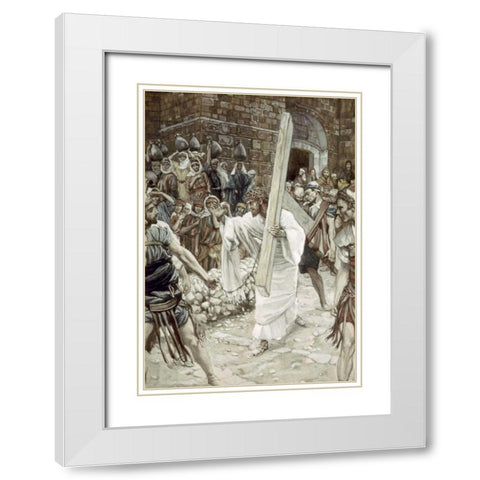 Daughters of Jerusalem White Modern Wood Framed Art Print with Double Matting by Tissot, James Jacques