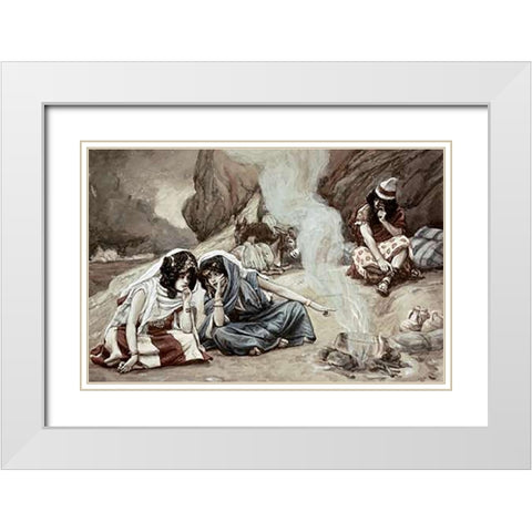 Daughters of Lot White Modern Wood Framed Art Print with Double Matting by Tissot, James