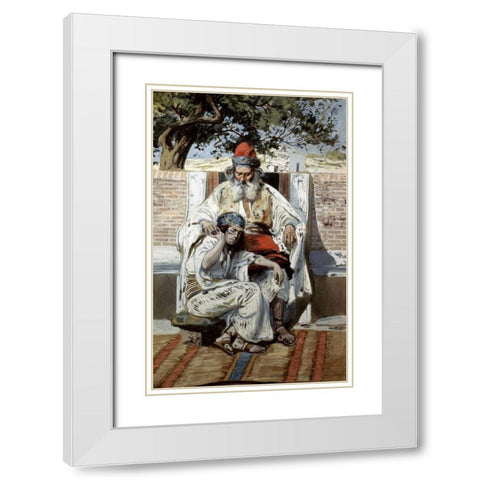 David and Abishag White Modern Wood Framed Art Print with Double Matting by Tissot, James Jacques
