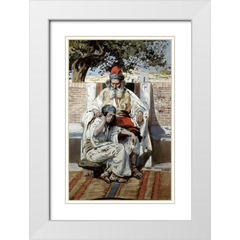 David and Abishag White Modern Wood Framed Art Print with Double Matting by Tissot, James Jacques