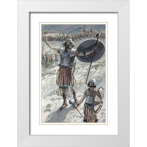 Defiance of Goliath White Modern Wood Framed Art Print with Double Matting by Tissot, James