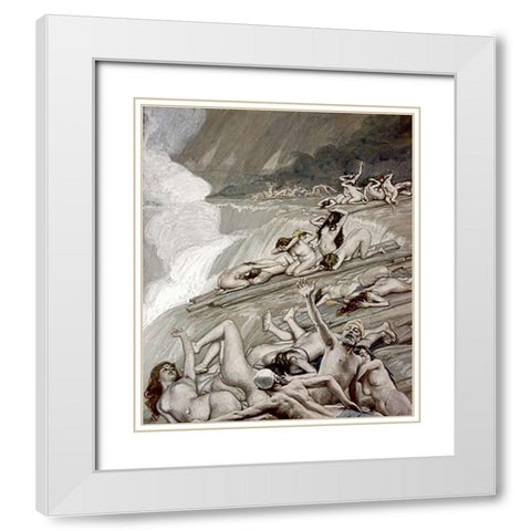 Deluge White Modern Wood Framed Art Print with Double Matting by Tissot, James