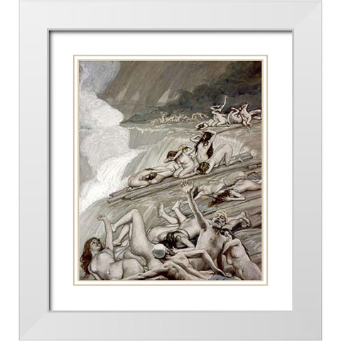 Deluge White Modern Wood Framed Art Print with Double Matting by Tissot, James