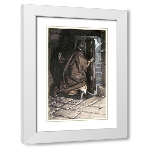 Departure of Judas White Modern Wood Framed Art Print with Double Matting by Tissot, James