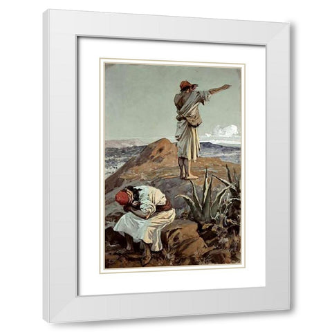 Elijah From Mt Carmel Sees a Cloud Afar Off White Modern Wood Framed Art Print with Double Matting by Tissot, James