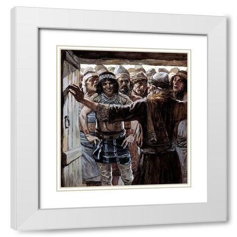 Ephramites Wish To Know The Levite White Modern Wood Framed Art Print with Double Matting by Tissot, James