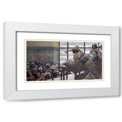 Feast of Adoni-Bezek White Modern Wood Framed Art Print with Double Matting by Tissot, James