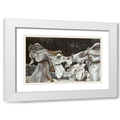 Foolish Virgins White Modern Wood Framed Art Print with Double Matting by Tissot, James